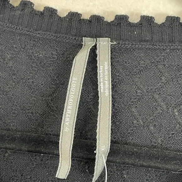 NEW By Anthropologie Womens XL Black Puff Sleeve Pointelle Knit Cardigan Sweater - Picture 6 of 13